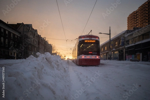 Obraz Toronto, Ontario / Canada - January 17, 2022 - Toronto St Clair West on day of snowstorm