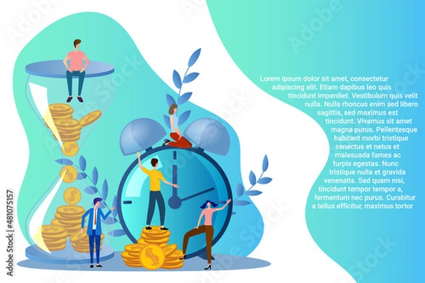 Fototapeta Time control.Control over financial transactions.Deadline and time management..Flat vector illustration.