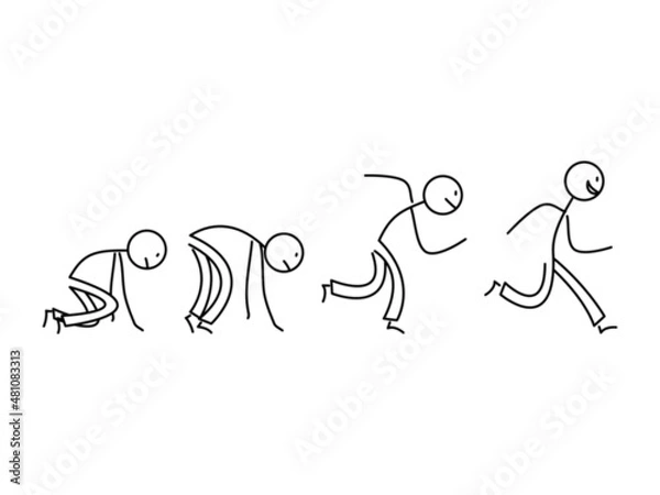 Fototapeta シンプルな棒人間のイラストセット　スタートダッシュ