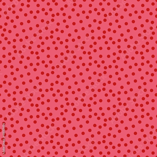 Fototapeta Red dots on pink background vector seamless repeat pattern print 