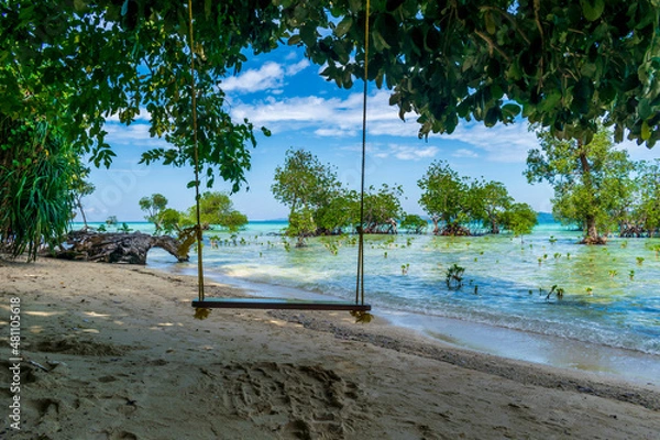 Obraz swing and the beach, Neil Island, Andaman, India