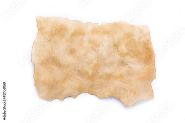 Fototapeta Old paper manusript or parchment on white background