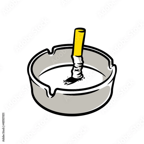 Fototapeta Cigarette and Ashtray Cartoon Vector