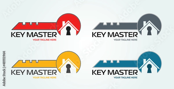 Fototapeta Abstract creative key duplication logo concept. Professional skilled key cutter sign.