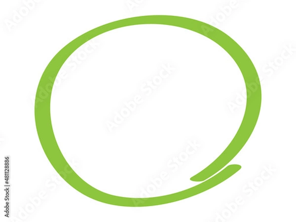 Obraz Green circle pen draw. Highlight hand drawn circle isolated on white background. Handwritten green circle. For marker pen, pencil, logo and text check. Vector illustration