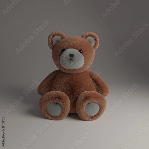 Fototapeta Furry 3d teddy. 3d modeling bear