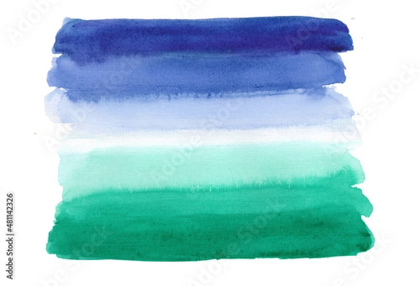 Fototapeta Gay abstract watercolor background, blend, brush strokes, creative illustration, blue, purple, green color palette