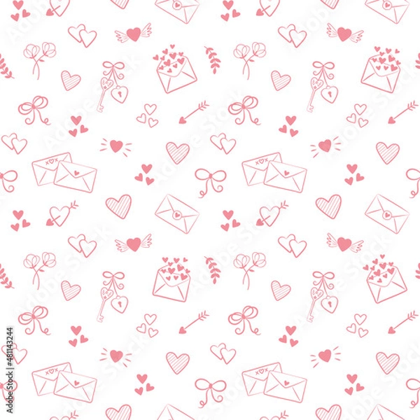 Obraz Valentines Day Pretty Love Heart Pattern Background Wallpaper