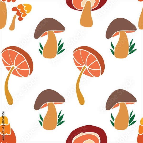 Obraz Mashroom hand drawn seamless pattern. Textile Texture.