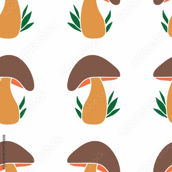 Obraz Mashroom hand drawn seamless pattern. Textile Texture.