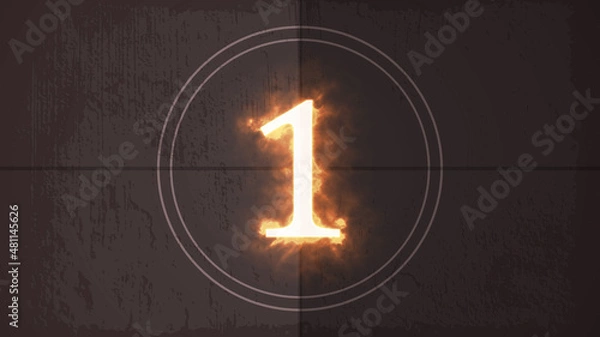 Fototapeta Countdown on the old movie screen. 