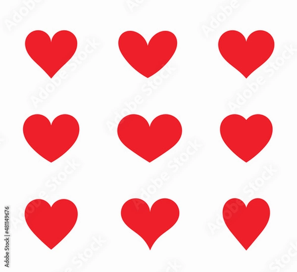 Fototapeta Red hearts icons collection.