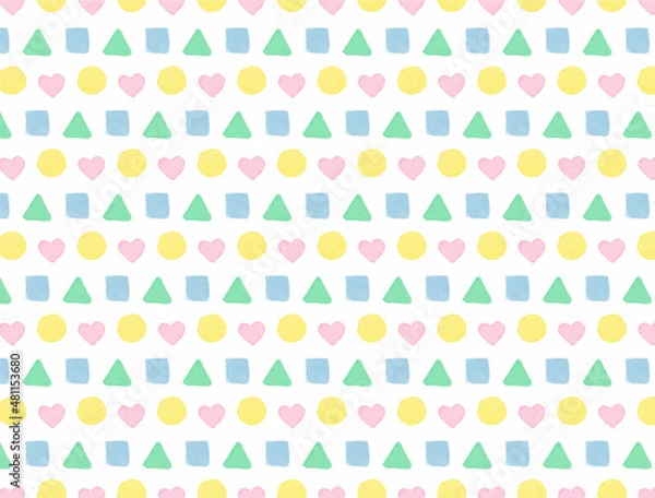 Fototapeta 丸、三角、四角のパターン背景