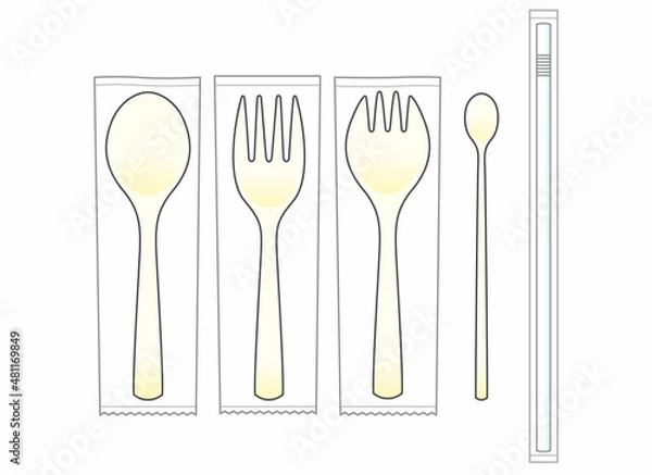 Obraz プラスチック製品　袋入り　スプーン・フォーク・先割れスプーン・マドラー・ストロー