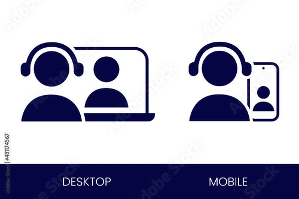 Fototapeta Icons Set Operator Interpreter Desktop Mobile