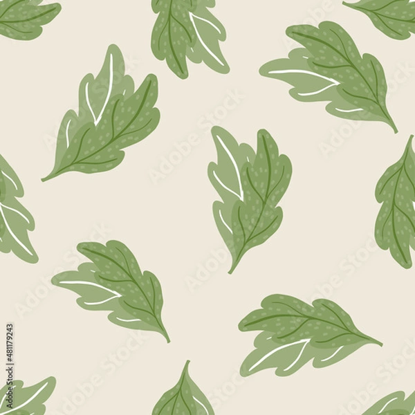 Fototapeta Leaves of oak seamless pattern. Hand drawn natural background .