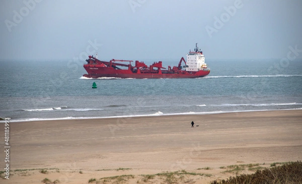 Obraz Huge ship passing the beach