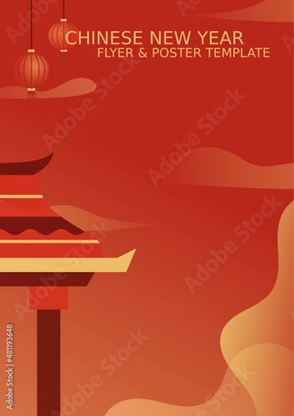Fototapeta Chinese new year flyer and poster design template or design for angpao. this design is very clean and minimalism.