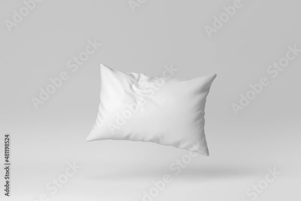 Fototapeta Blank soft pillow on white background. minimal concept. 3D render.