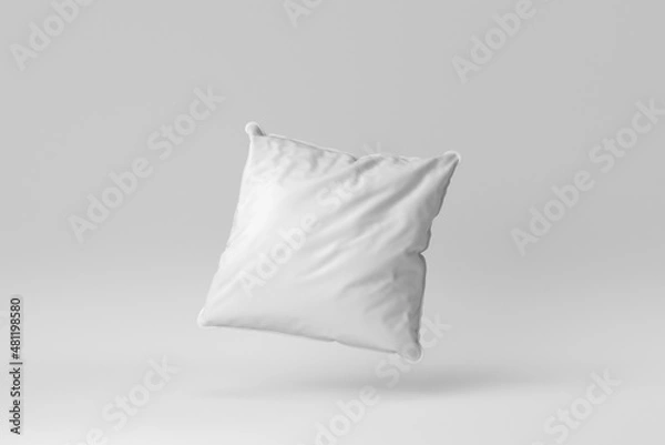 Fototapeta Blank soft pillow on white background. minimal concept. 3D render.