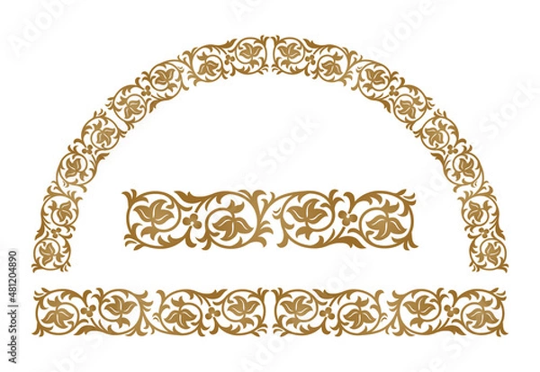Fototapeta Floral ornament pattern in Byzantine style for borders and brushes. 