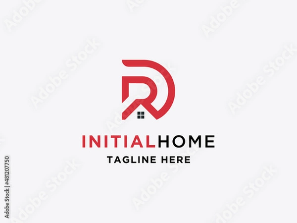 Fototapeta Logo template vector Design, property, real estate with the initials DR