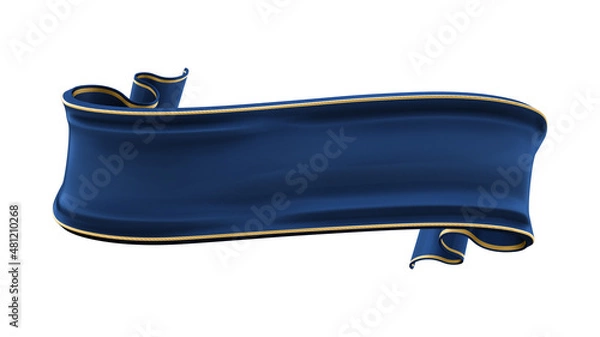 Obraz 3D rendering blue ribbon for compositing