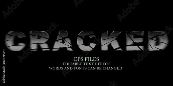 Fototapeta Cracked editable text effect typography