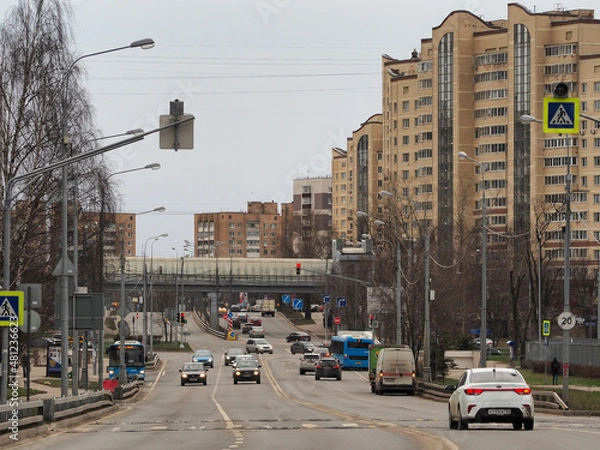 Obraz Street view with pedestrian overpass