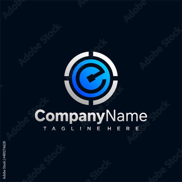 Obraz letter e music logo design