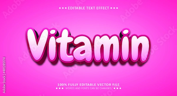 Fototapeta Vitamin 3d Text Style - Editable Text Effect