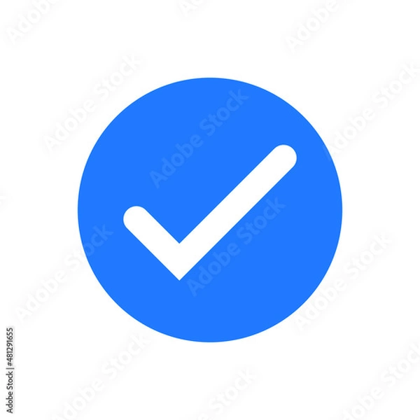 Obraz Blue account verified checkmark. Blue verified tick. check mark button