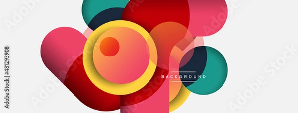 Fototapeta Vector round shapes circles minimal geometric background. Vector illustration for wallpaper banner background or landing page