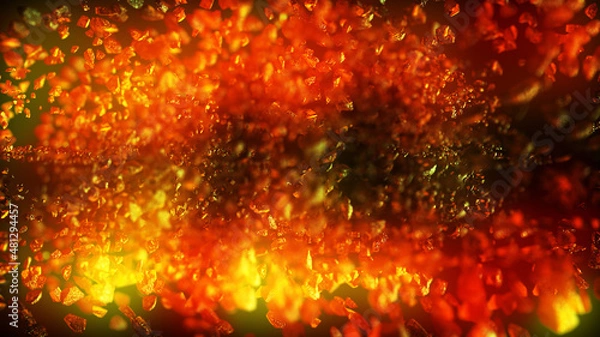 Obraz Detail of fire sparks isolated on black background. Fire embers particles over black background. Abstract dark glitter fire particles lights.