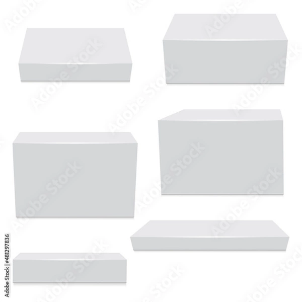 Fototapeta Blank package Box set isolated on white. Vector
