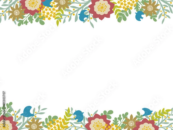 Fototapeta 北欧風の花フレーム背景