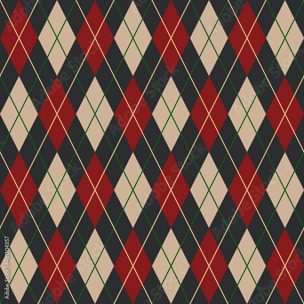 Obraz Argyle Diamonds Digital Papers, Seamless Patterns, Check Design Illustration, 12 inches