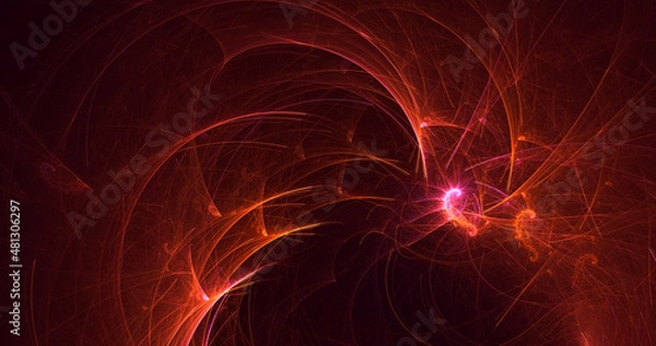 Fototapeta 3D rendering abstract multicolor fractal light background