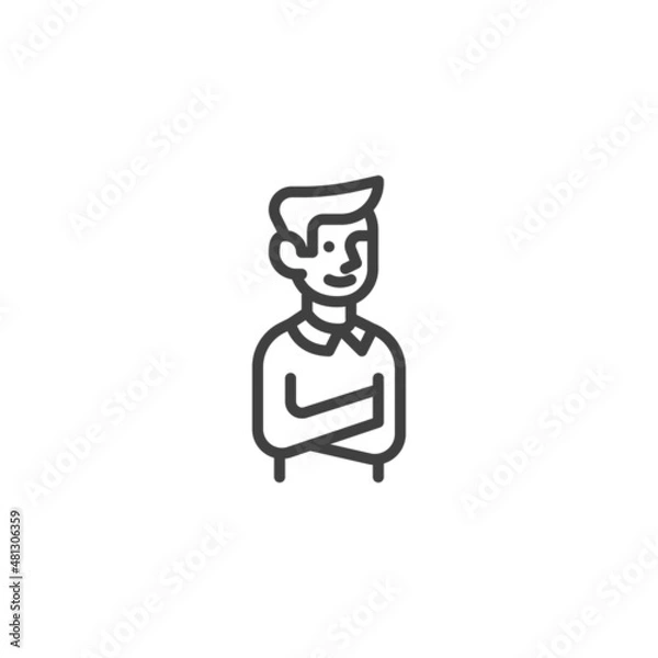 Fototapeta Man with crossed arms line icon