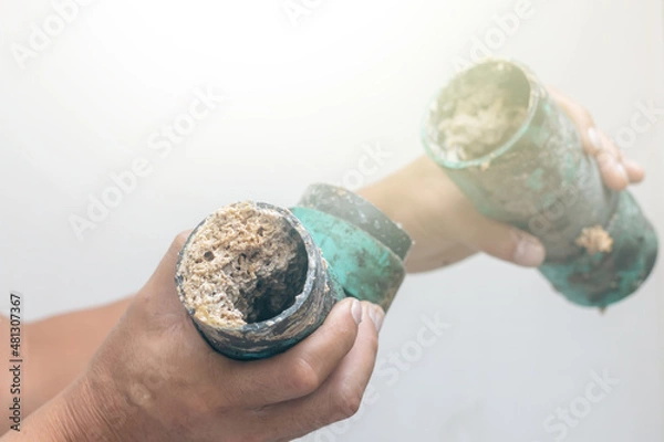 Fototapeta Embolism: A pipe clogged or sewer with thick fats, oil and grease