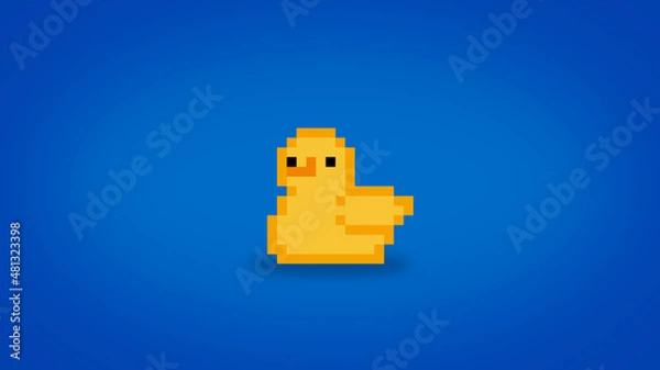 Fototapeta Cute pixel 8 bit rubber ducky background - high res 4k wallpaper