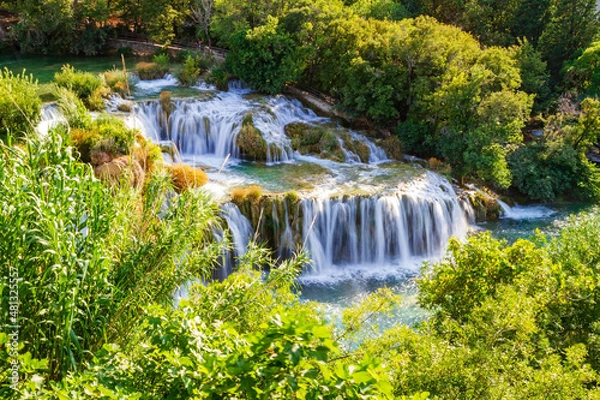 Obraz Skradinski buk waterfall in Krka national park, top view, Croatia
