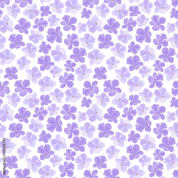 Fototapeta Seamless repeating pattern of purple lavender flowers on a light background, vector illustration.