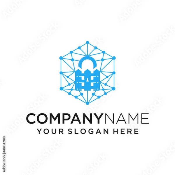 Fototapeta home security digital network logo design