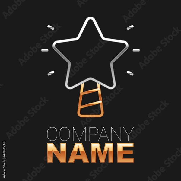 Fototapeta Line Christmas star icon isolated on black background. Merry Christmas and Happy New Year. Colorful outline concept. Vector