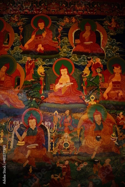 Obraz チベット・理塘(リタン)の寺にある仏画