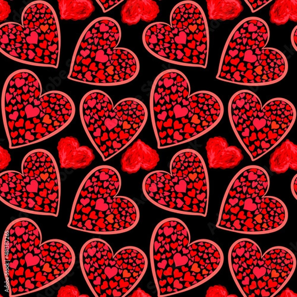 Obraz seamless pattern with red hearts