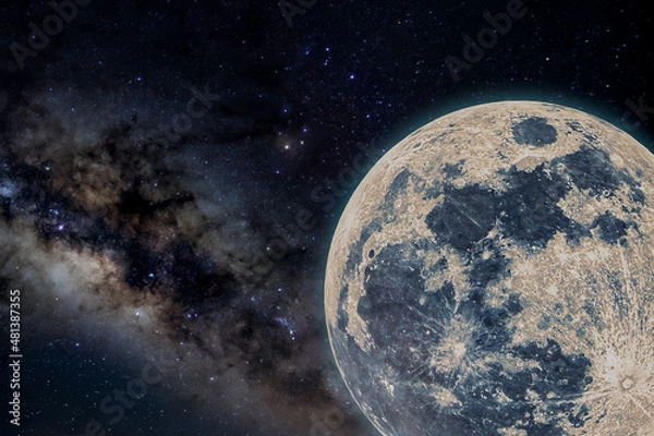 Obraz milkyway and full moon