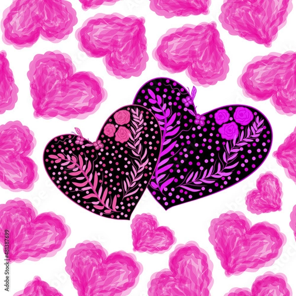 Obraz pattern with pink hearts