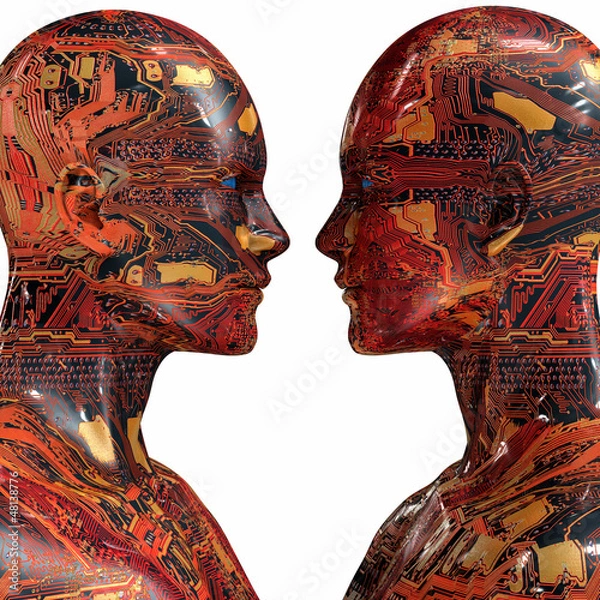 Fototapeta People machine - artificial intelligence.
